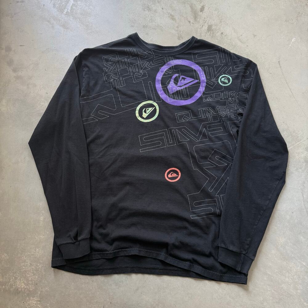 Vintage Y2K Quiksilver Surf Abstract Logo Retro Longsleeve T-shirt Size Large